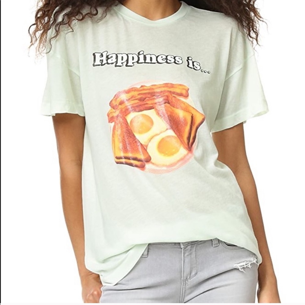Wildfox Happiness is Breakfast Sheer Green T shirt